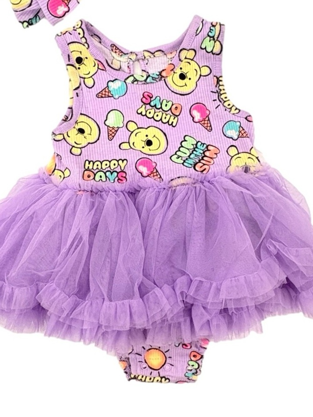 Purple Pooh Tutu Baby Romper